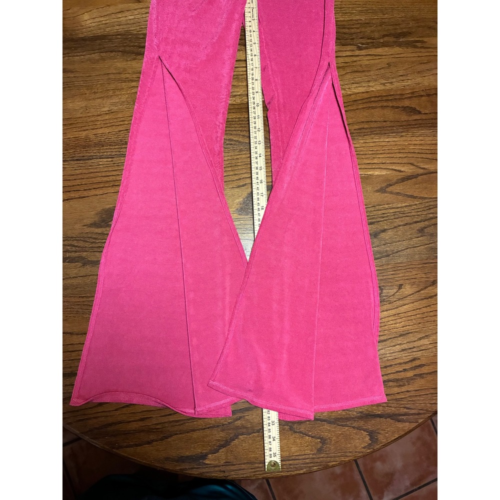 Lucy in the Sky Hot Pink High Waisted Flare Bell Bottom Pants Side Slit Small - Picture 3 of 8